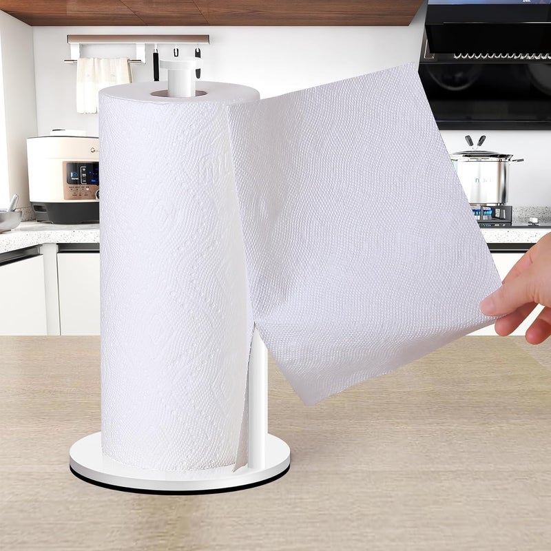 OBODING Paper Towel Holder Countertop, , White Kitchen Paper Towel Holder Stand for Kitchen and Bathroom Organization, Stainless Steel Paper Towel Holders for Standard and Large Rolls (White) - Image 5